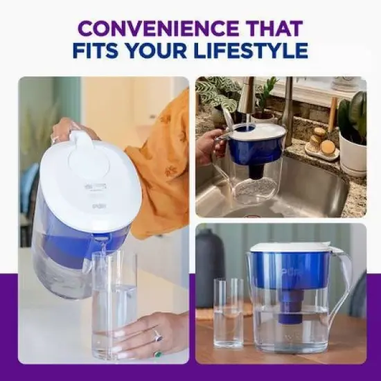 PUR 11 Cup Water Filtration Pitcher - Blue/White: BPA-Free, Filters Chlorine & Mercury, 40-Gallon Purifier, PUR Filter Compatible image {6}
