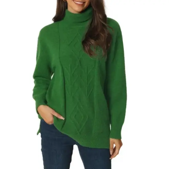 Seta T Women's Fall Winter Turtleneck Long Sleeve Spilt Hem Tunic Pullover Sweater image {8}