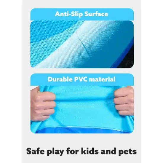 Joyfy 5ft Blue Splash Pad for Kids, Non-Slip Outdoor Water Splash Mat, Summer Fun Backyard Fountain Pool Water Games Mat image {4}