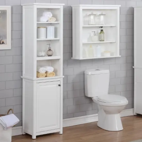 Dorset Bathroom Storage Tower with Open Upper Shelves and Lower Cabinet - Alaterre Furniture image {2}