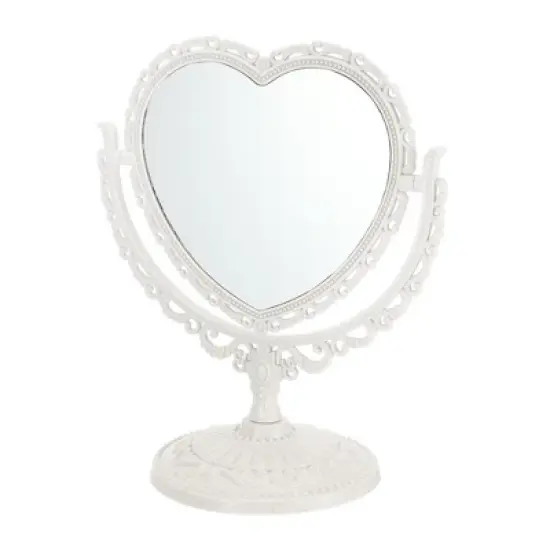 Unique Bargains Love Heart Shaped Double Sided 360&deg; Rotating Makeup Mirror 1 Pc image {6}