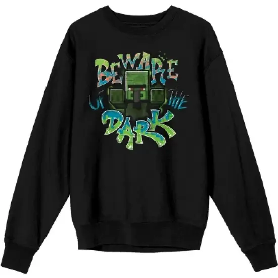 Minecraft Beware Of The Dark Men's Black Long Sleeve Sweatshirt image {1}
