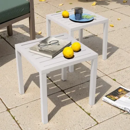 Pellebant Outdoor End Table Aluminum Square Patio Side Table image {6}