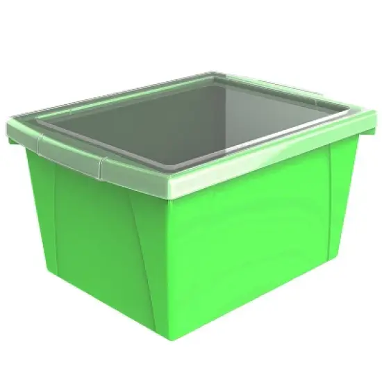 Storex 4 Gallon Storage Bin with Lid, Green image {5}