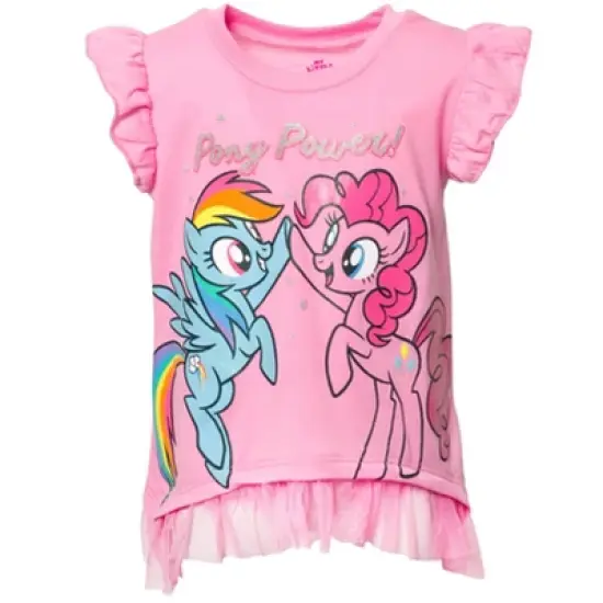 My Little Pony Pinkie Pie Rainbow Dash Girls T-Shirt and Bike Shorts Outfit Set Little Kid to Big Kid image {2}
