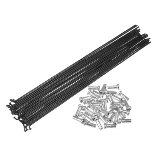 Unique Bargains 14G Bicycle Carbon Steel Spoke with Nipples Black 36 Pcs image {14}