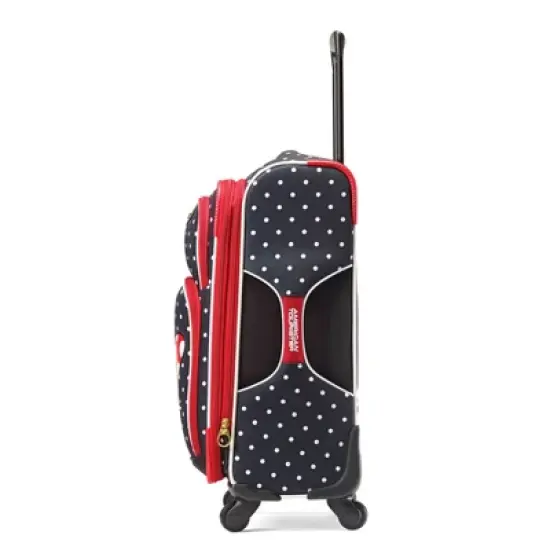 American Tourister Minnie Mouse Red Bow Softside Carry On Spinner Suitcase image {1}