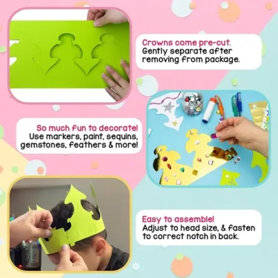 Hygloss&reg; Bright Gold Tag Crowns, Pack of 24 image {3}