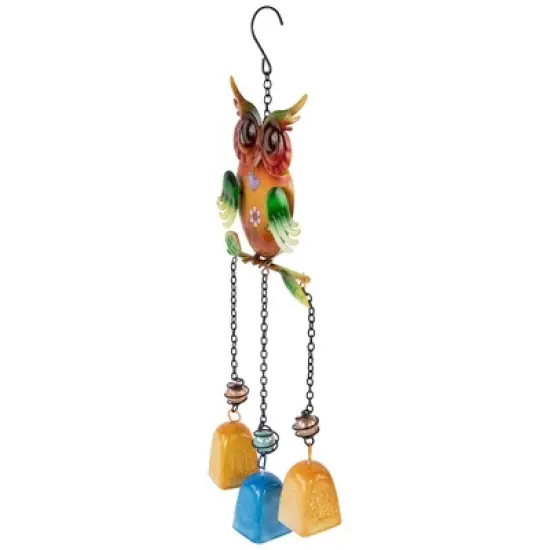Northlight 10" Green Metal Owl Outdoor Garden Windchime image {3}