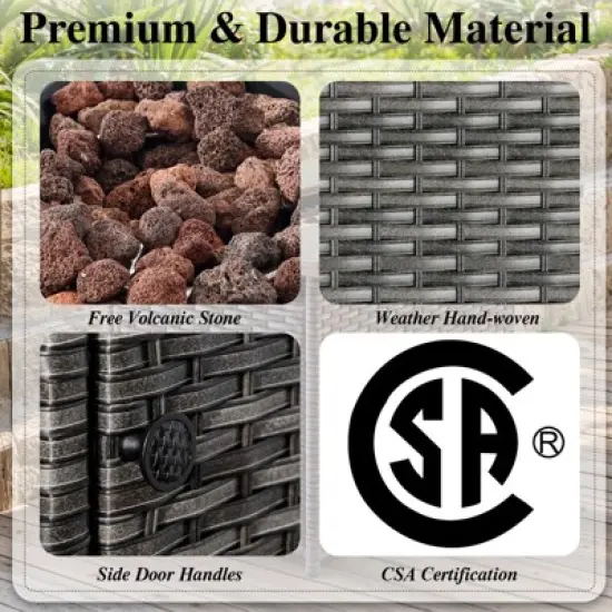 Buenhomino 6 Peices Outdoor Patio Furniture Set with 41" Fire Pit Table, Wicker Swivel Rocking Chairs Conversation Sets for Yard Garden Porch image {9}