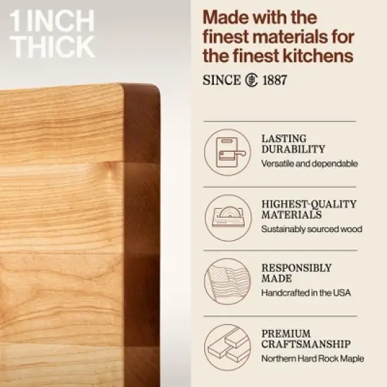 John Boos Small Chop-N-Slice Maple Wood Cutting Board for Kitchen, Reversible Edge Grain Square Butcher Boos Block image {2}