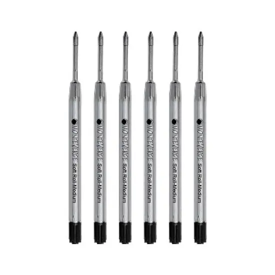 Monteverde Ballpoint Pen Refill Medium Point Black Ink 6 Pack (P133BK) image {1}