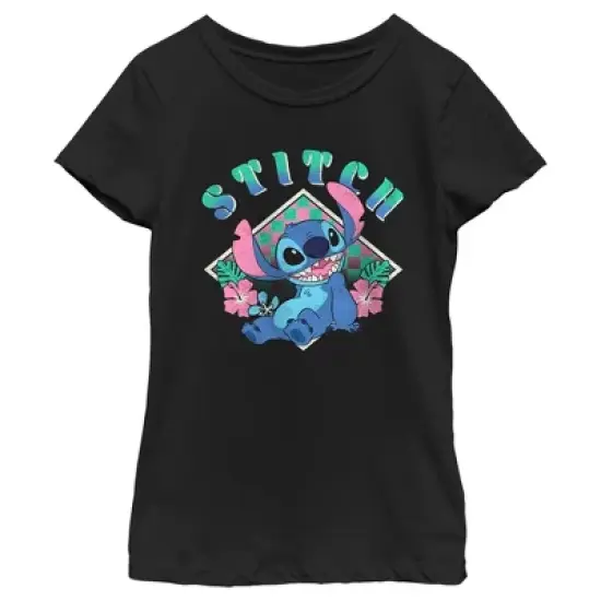 Girl's Lilo & Stitch Distressed Checkerboard Stitch T-Shirt image {3}