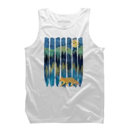 Men's Design By Humans Fox Forest Night By Maryedenoa Tank Top image {9}