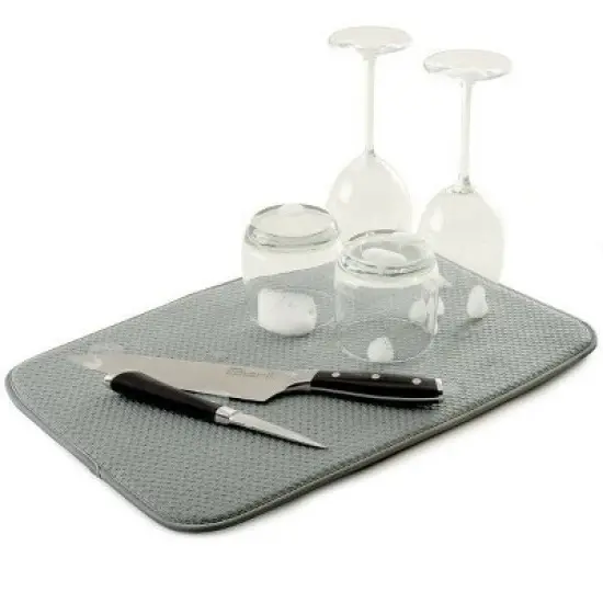 Norpro 12" x 18" Washable Microfiber Dish Drainer Glass Drying Mat Pad - Grey (2 Pack) image {5}
