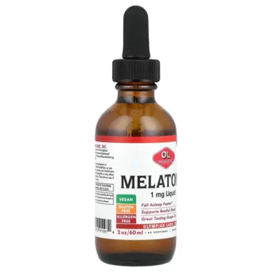 Olympian Labs Melatonin, Alcohol Free, Grape, 1 mg, 2 oz (60 ml) image {3}