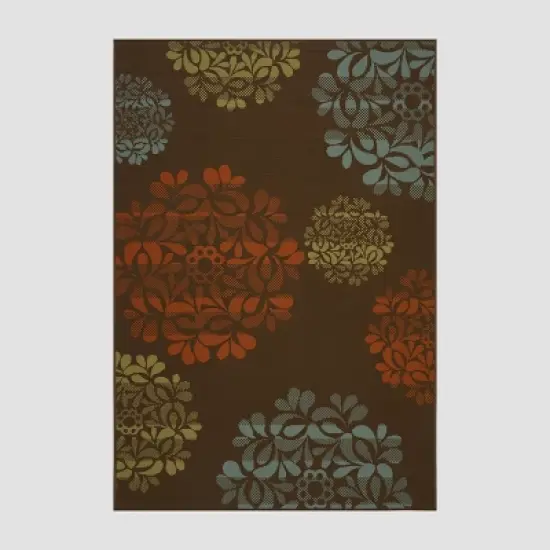 Henley Floral Outdoor Rug Brown/Blue - Christopher Knight Home image {6}