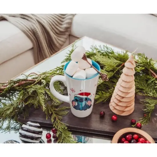 Silver Buffalo Disney Lilo & Stitch Santa Hat Ceramic Latte Mug | Holds 16 Ounces image {2}