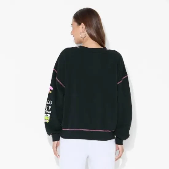 Women's Hello Kitty Halloween Graphic Sweatshirt - Black image {2}