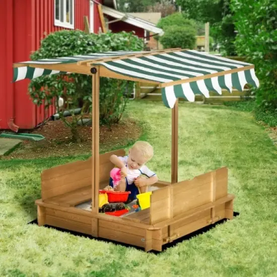 Dexmalle Children Outdoor Sand Box with Foldable Bench Seats image {1}