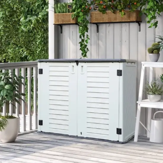 WELLFOR 175 gal Horizontal Storage Deck Box Beige image {10}