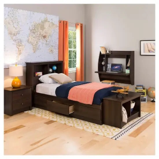 3 drawer Platform Storage Bed - Twin XL - Espresso - Prepac image {2}