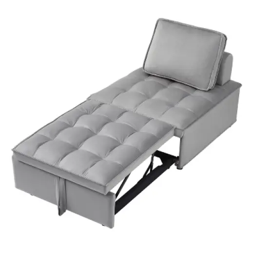 CAVINAS Armless Convertible Sleeping Single Sofa Bed Velvet Upholstered Couch with Removable Back for Apartment image {2}