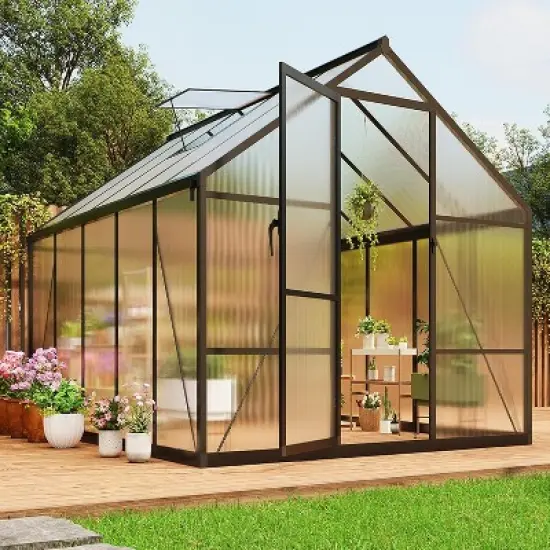 GustoWave 8&times;10 ft Large Walk-In Polycarbonate Greenhouse，for Outside Garden Backyard, Patio, Lawn image {2}