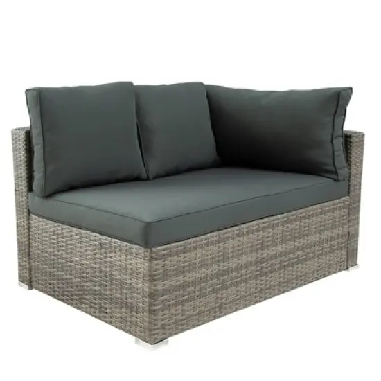 7pc Wicker Patio Seating Set with Storage Box - Gray - GODEER image {7}