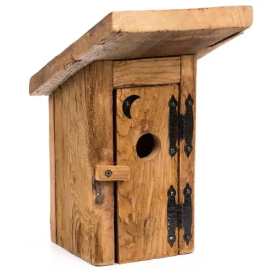 Brookside Woodworks Amish Made Mushroom Wood Outhouse Birdhouse image {2}