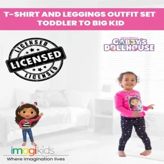 Dreamworks Gabby's Dollhouse Pandy Paws Gabby Girls T-Shirt and Leggings Outfit Set Toddler image {3}