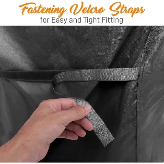 SereneLife Heavy Duty Waterproof BBQ Grill Cover - UV Resistant with Fabric Handles & Fastening Straps - SLGCS image {3}