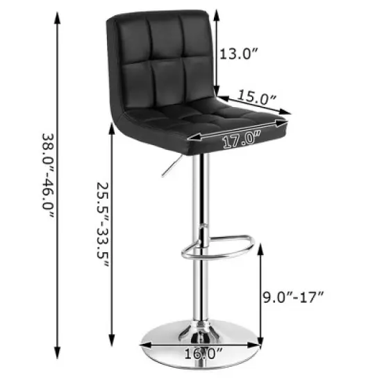 Costway Adjustable Swivel Bar Stool Counter Height Bar Chair PU Leather w/ Back Black image {2}