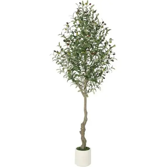 Faux Olive Tree with Moss and Planter Pot, Realistic Olive & Leaves Artificial Tree Tall Plants for Home Yard Office Decor Indoor Outdoor image {10}