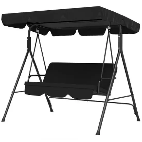 PAGED 3-Seat Outdoor Swing Chair with Adjustable Tilt Canopy and Removable Cushion,Porch Swing with Steel Frame Standfor Patio,Porch image {3}