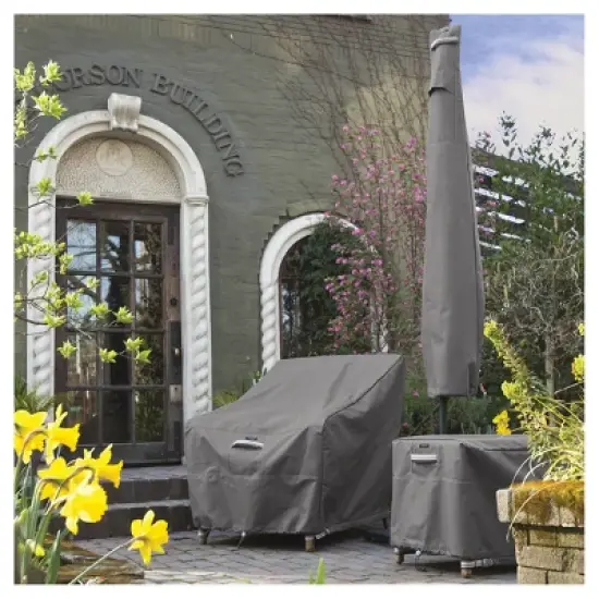 Ravenna Patio Umbrella Cover - 11' DIA Round or 8' Square - Dark Taupe - Classic Accessories image {1}