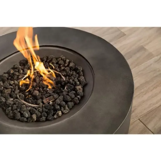 12" H Fibre Reinforced Concrete Round Outdoor Fire Pit Table with Hidden Tank Compartment image {1}