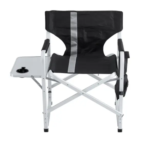 YUHAO 1PCS Outdoor Storage Pockets Lightweight Oversized Directors Chair，Padded Folding Outdoor Chair for Camping Picnics Fishing，Black+Grey image {4}