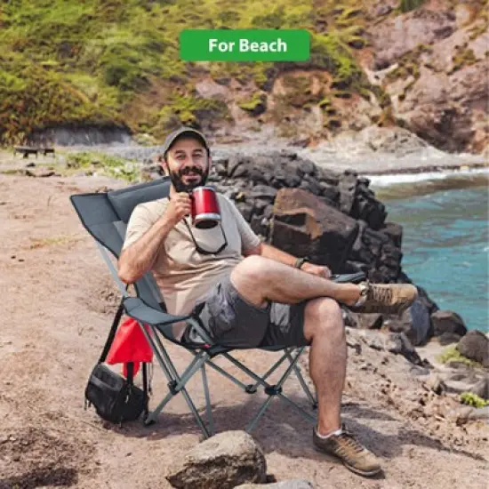 MUKE Camping Chair, Adjustable Recliner Chair with Footrest, Headrest, Cup Holder & Storage, Indoor & Outdoor Comfort image {10}