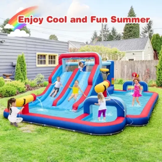 Costway Inflatable Water Slide Park Kids Bounce House Climbing Jumping without Blower image {1}