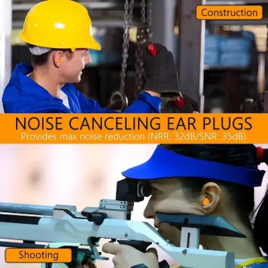 Quality Plugs Foam Ear Plugs 10 Pair - 32dB Soft Foam Ear Plugs for Sleeping Noise Cancelling Disposable - Individually Wrapped High Decibel image {2}