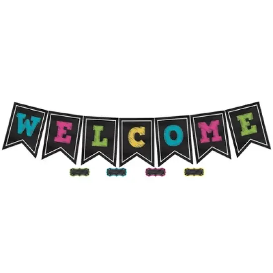 Teacher Created Resources&reg; Chalkboard Brights Pennants Welcome Bulletin Board Display image {1}