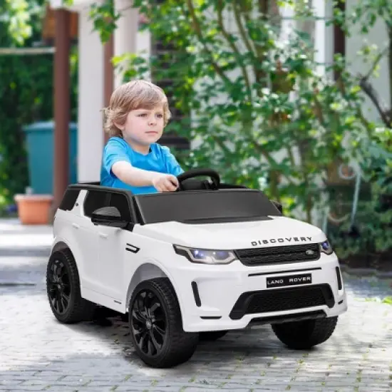 Qaba Land Rover Discovery Sport Licensed 12V Kids Ride on Car, Battery Powered Toy Car w/ Remote Control Soft Start, LED Lights, Music Horn, White image {1}