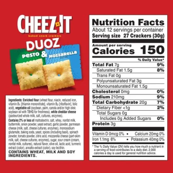 Cheez-It Crackers Duoz Pesto & Mozzarella - 12.4oz image {6}