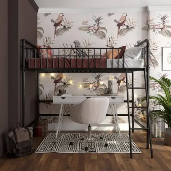 Twin Kaila Metal Loft Bed Black - Room & Joy image {2}