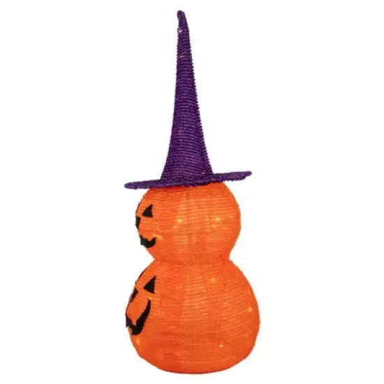 Northlight 30" Pop Up Lighted Tinsel Stacked Jack-O-Lanterns Halloween Decoration image {2}
