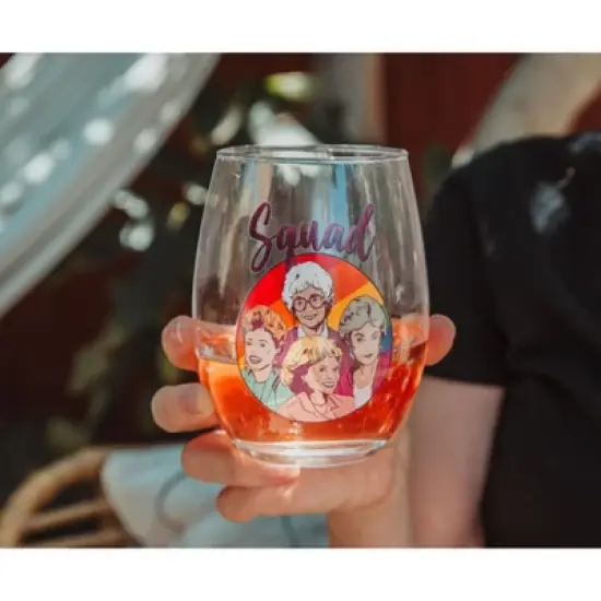 Silver Buffalo The Golden Girls Rainbow "Squad" Teardrop Stemless Wine Glass | Holds 20 Ounces image {3}