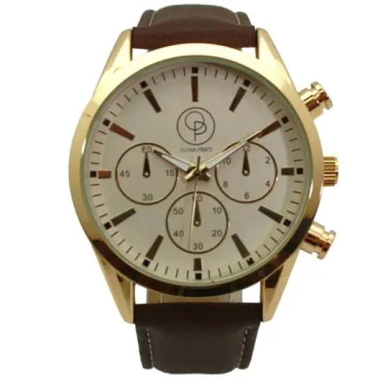 Olivia Pratt Solid Color Band Chronograph Men Watch image {4}