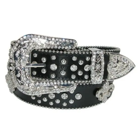 CTM Women's Fleur de Lis Studded Rhinestone Belt image {8}
