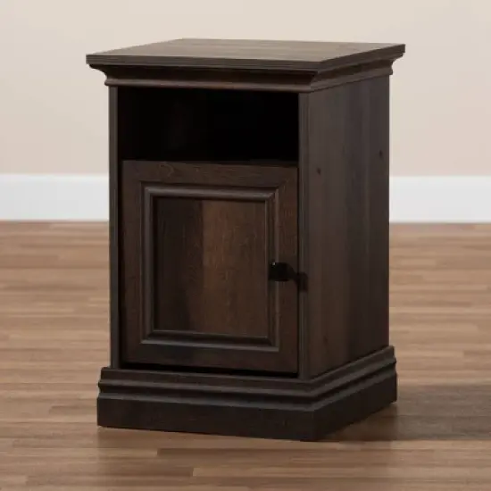 Nolan 1 Door Wood Nightstand Brown/Black - Baxton Studio image {7}